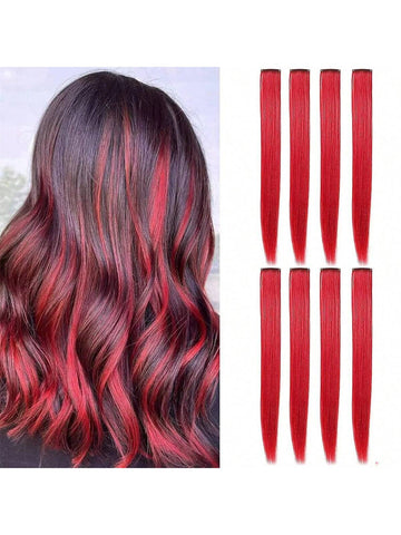 Extensiones de cabello falsas rectas/de colores para mujer, se pueden ondular y rizar para Halloween