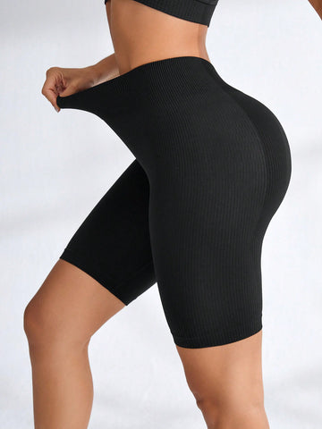 Shorts biker deportivos tejido de canalé control de barriga