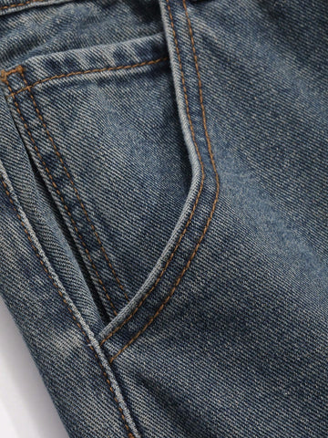 Jeans con bolsillo oblicuo de pierna ancha