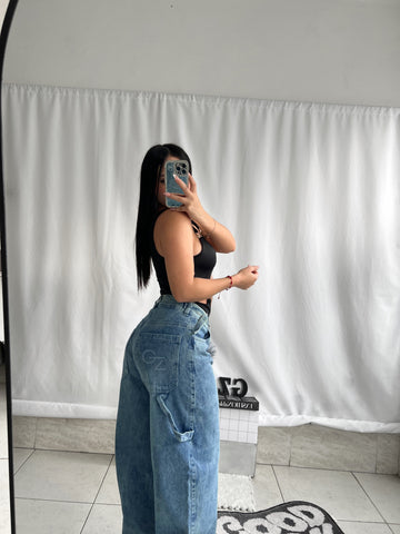 Baggy carpintero azul con ajuste Mia