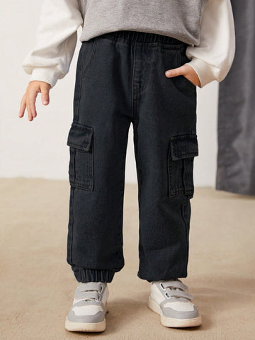 Jeans De Carga De Mezclilla Para Niño Joven