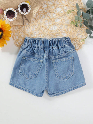 Shorts De Mezclilla, Lindo Para Bebé con Borde De Volante