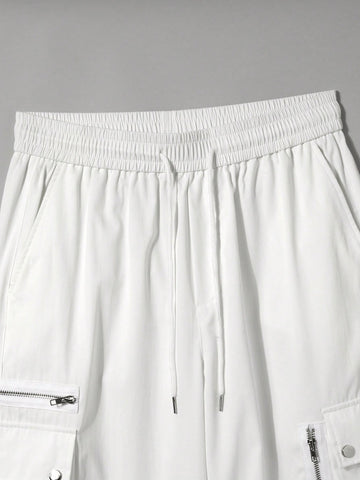 Pantalones de carga holgados unicolor para hombres
