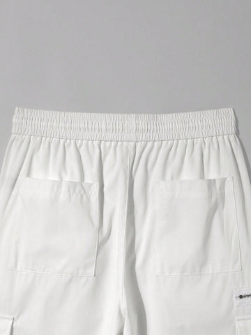 Pantalones de carga holgados unicolor para hombres