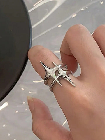 Anillo Punk Hip Hop Geométrico Estrella Abierta Ajustable Para Hombres