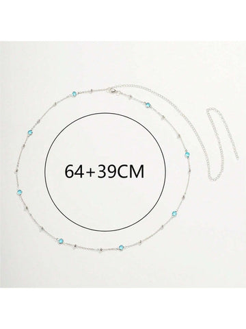 1 pieza Cadena para cuerpo de mujeres cristal azul de cintura con cadena con cadena