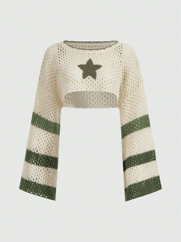 Jersey crop con patrón de estrella con abertura