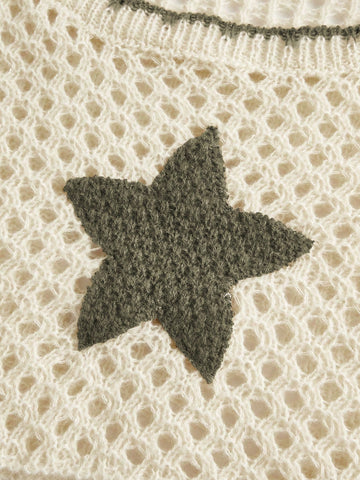 Jersey crop con patrón de estrella con abertura
