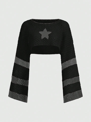 Jersey crop con patrón de estrella con abertura