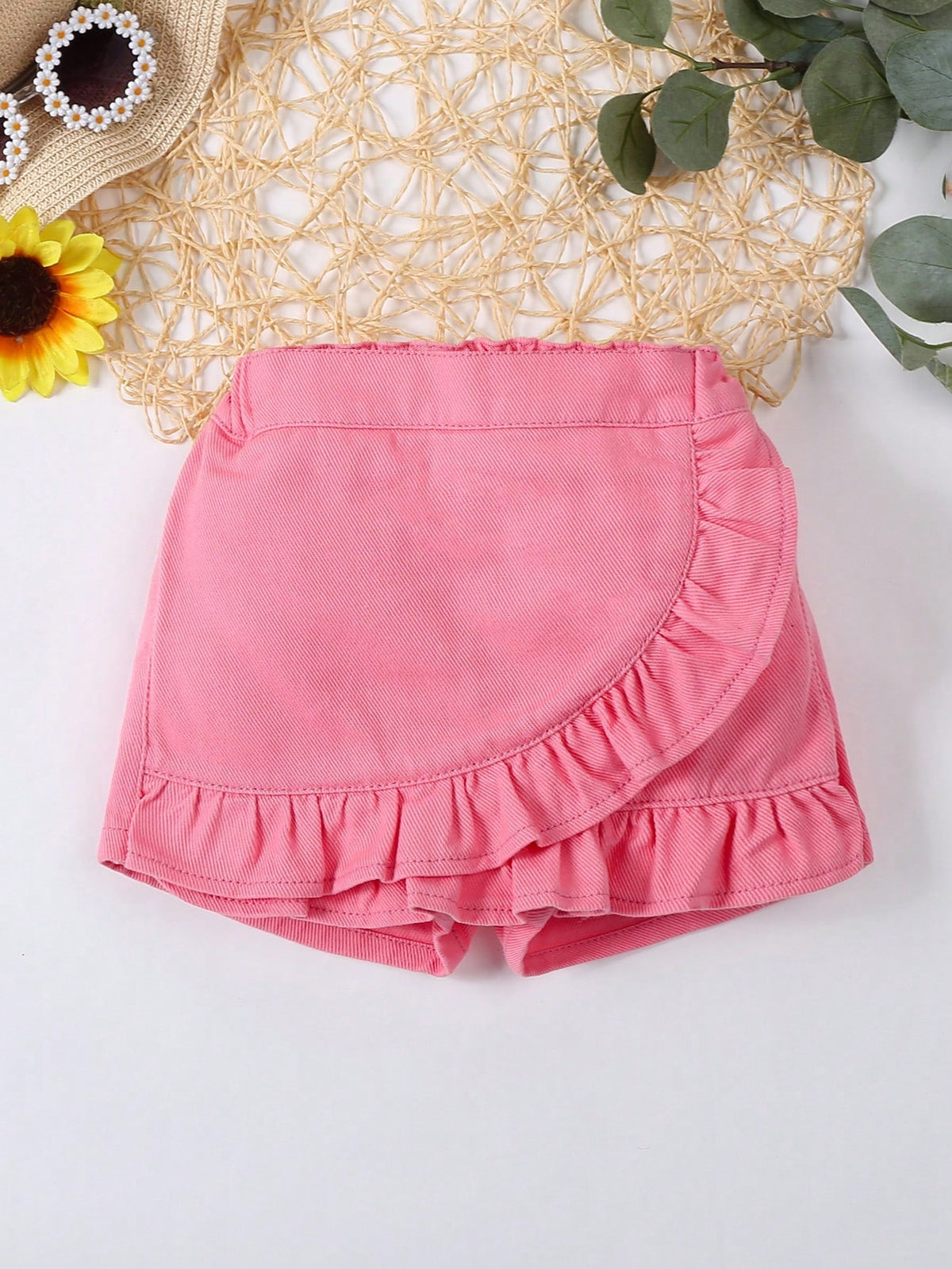 Shorts De Mezclilla, Lindo Para Bebé con Borde De Volante