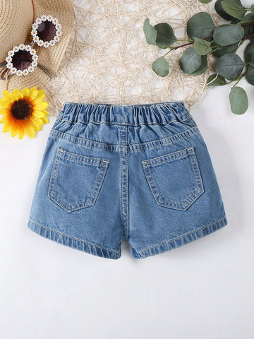 Shorts De Mezclilla, Lindo Para Bebé con Borde De Volante