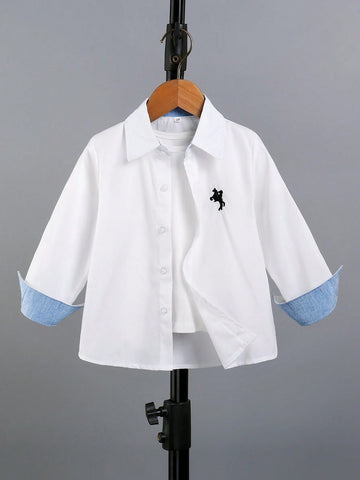 Camisa de Niños  Botón delantero Animal Dinosaurios Casual