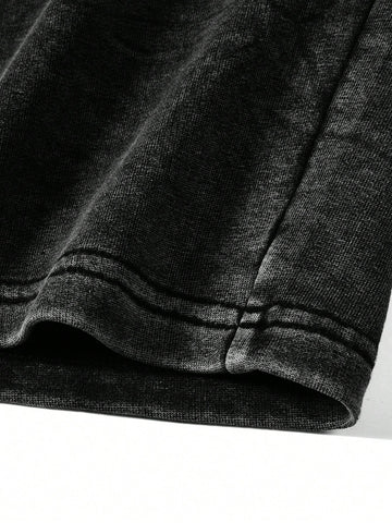 Conjunto de camiseta de manga corta y pantalones cortos con estampado minimalista y cuello redondo