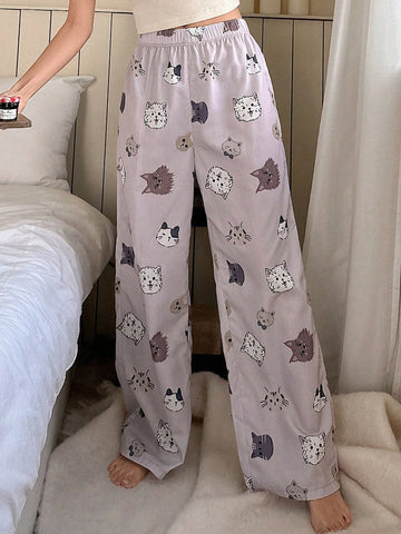 Pantalones de pijama para mujer con estampado de animales