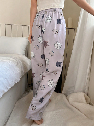 Pantalones de pijama para mujer con estampado de animales