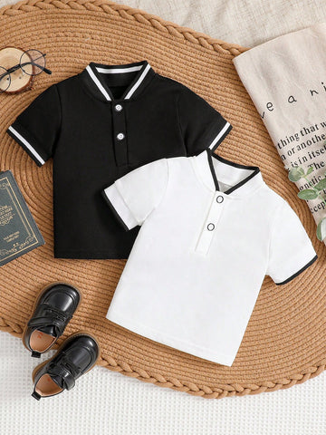 2 piezas Camisa de polo de manga corta de punto elegante para niño bebé para el verano