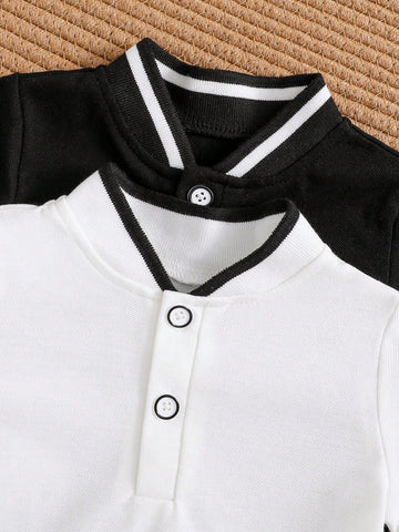 2 piezas Camisa de polo de manga corta de punto elegante para niño bebé para el verano