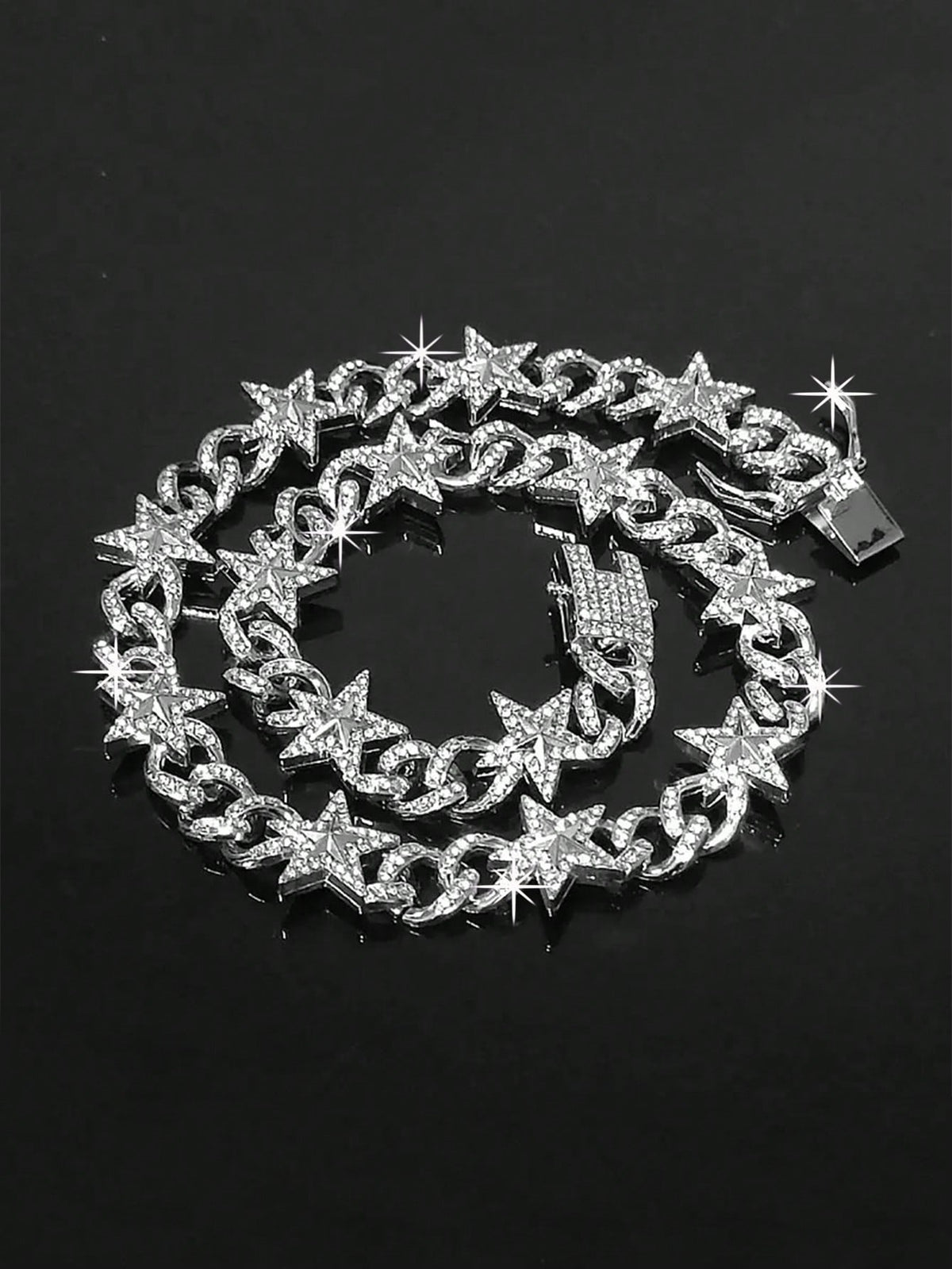 Collar de cadena unisex estilo punk con diseño de cielo estrellado estilo Y2K