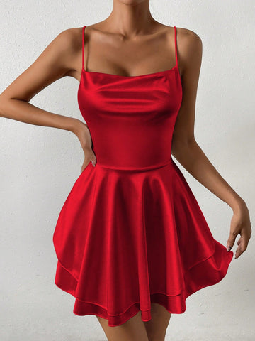 Vestido de verano sexy para mujer con tirantes espagueti y espalda descubierta