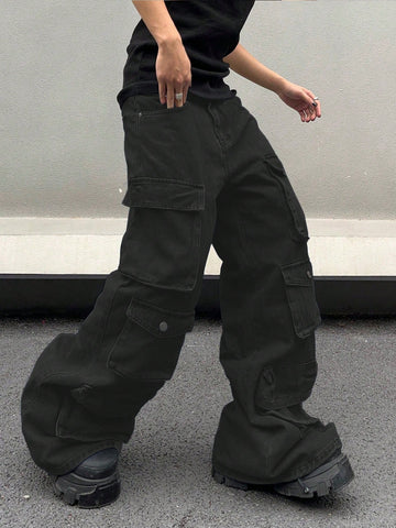 Jeans de mezclilla con múltiples bolsillos con estilo