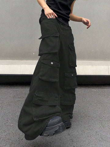 Jeans de mezclilla con múltiples bolsillos con estilo