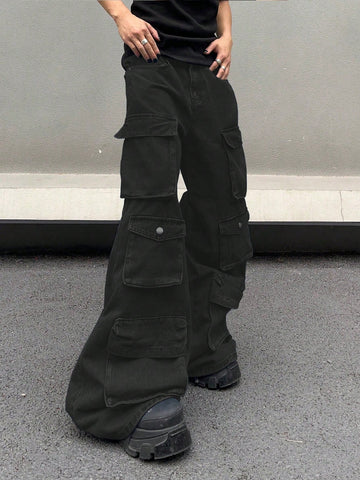 Jeans de mezclilla con múltiples bolsillos con estilo