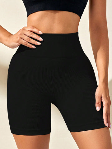 Pantalones cortos de ejercicio de unicolor para mujeres