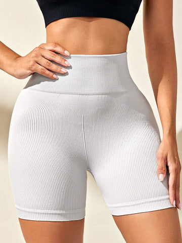 Pantalones cortos de ejercicio de unicolor para mujeres