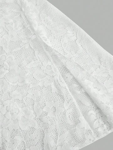 Chaleco gótico de estilo de encaje con dobladillo dividido, frente abierto y mangas acampanadas para mujeres