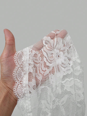 Chaleco gótico de estilo de encaje con dobladillo dividido, frente abierto y mangas acampanadas para mujeres