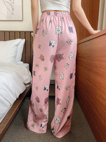 Pantalones de pijama para mujer con estampado de animales