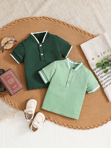 2 piezas Camisa de polo de manga corta de punto elegante para niño bebé para el verano