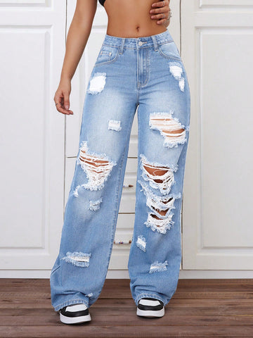 Jeans De Pierna Rasgada Y Acampanada