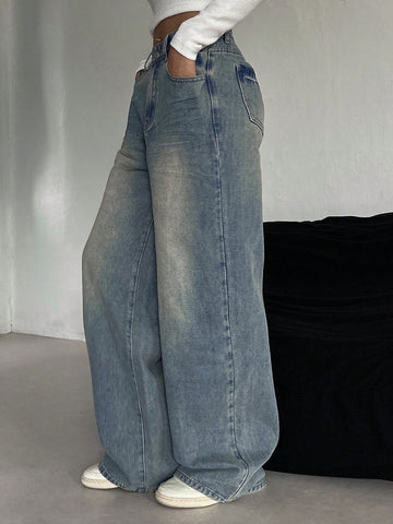 Pantalones vaqueros de mujer con bolsillos y efecto desteñido degradado