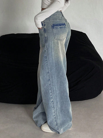 Pantalones vaqueros de mujer con bolsillos y efecto desteñido degradado