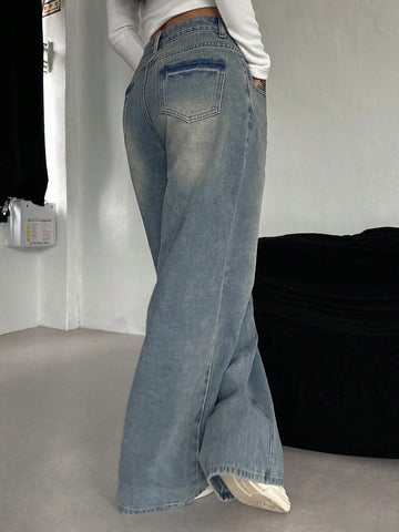 Pantalones vaqueros de mujer con bolsillos y efecto desteñido degradado