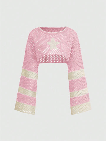 Jersey crop con patrón de estrella con abertura