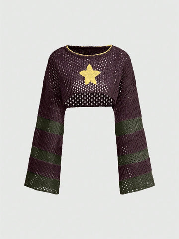 Jersey crop con patrón de estrella con abertura