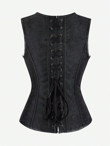 Corset gótico con huesos, lencería moldeadora punk, top bustier vintage con tirantes y envoltura para mujeres