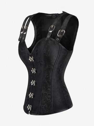 Corset gótico con huesos, lencería moldeadora punk, top bustier vintage con tirantes y envoltura para mujeres