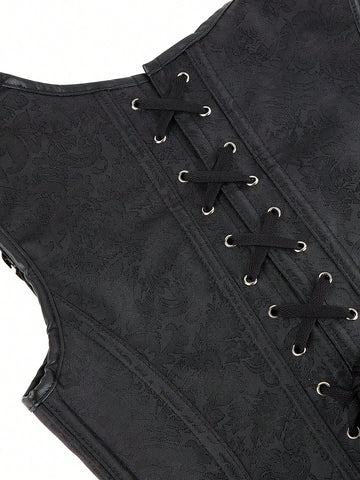 Corset gótico con huesos, lencería moldeadora punk, top bustier vintage con tirantes y envoltura para mujeres