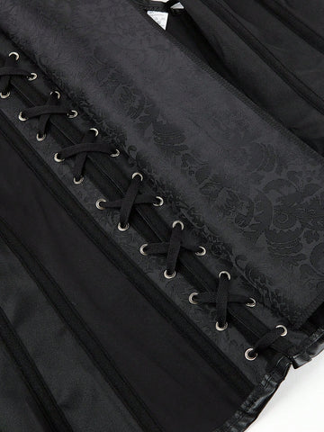 Corset gótico con huesos, lencería moldeadora punk, top bustier vintage con tirantes y envoltura para mujeres