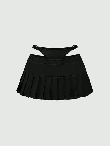 Minifalda plisada con tachuelas, sexy, estilo punk para mujeres