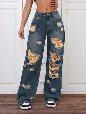 Jeans De Pierna Rasgada Y Acampanada