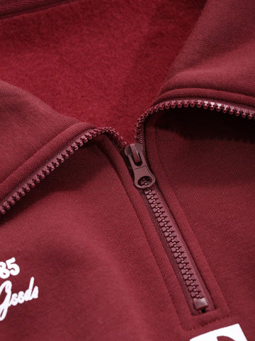 Sudadera casual de manga larga con cuello alto, estampada y de blocaje de color para mujer