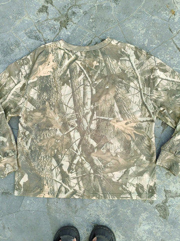 Sudadera de mujer de cuello redondo de manga larga, con estampado de camuflaje para uso en exteriores, otoño