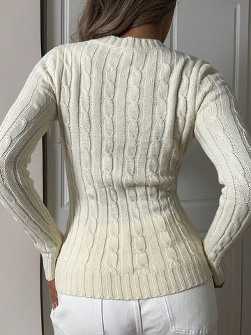 EZwear Jersey sencillo de manga larga y cuello en V