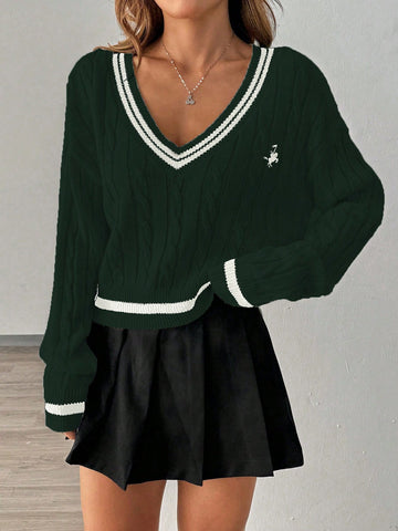 Jersey informal de cuello en V profundo de manga larga, elegante y suave