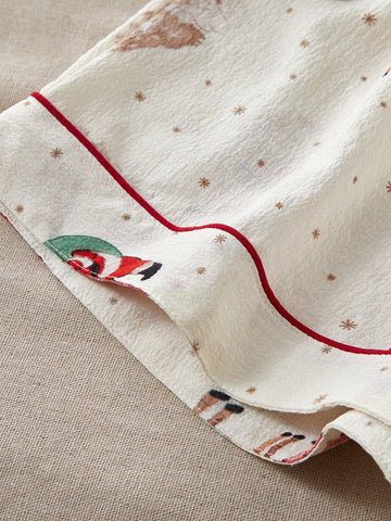 Conjunto de pijama de manga corta y pantalones cortos con estampado navideño