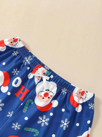 Conjunto de pijama con diseño de Papá Noel y copos de nieve